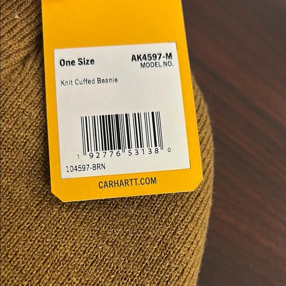 Carhartt Brown Knit Beanie with Cuffed Design - Picture 2 of 3
